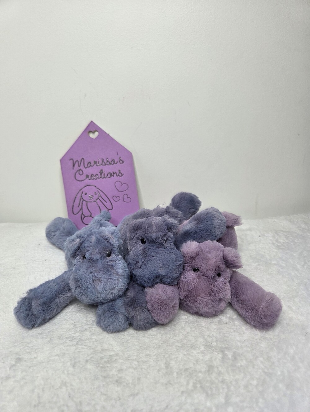 NWT Customized Jellycat Tiny Smudge Hippo Purple Trio